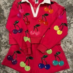 QUEEN OF SPARKLES Cherry Sequin Set in Pink Size Small